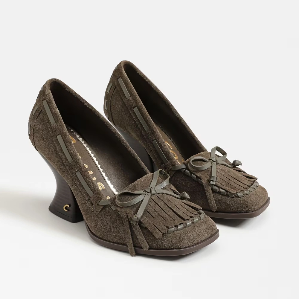 Ainsley Mary Jane Heel Olive Wood Suede