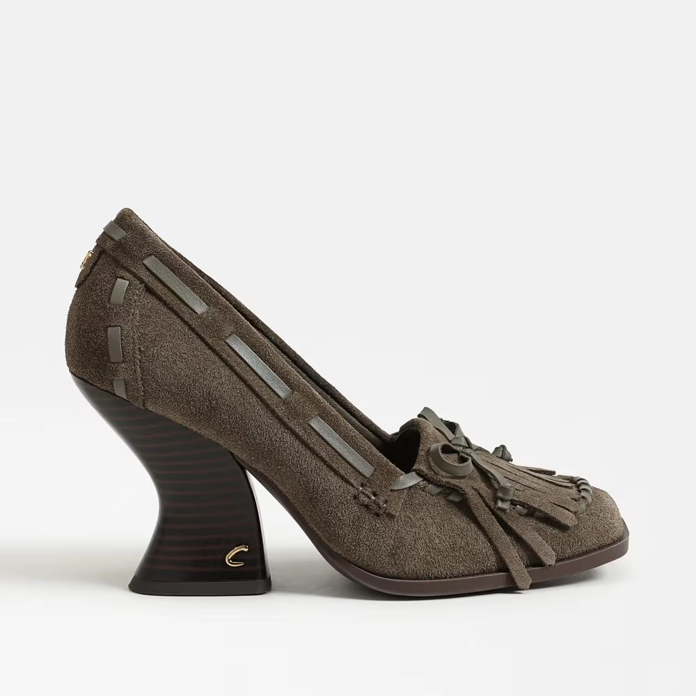 Ainsley Mary Jane Heel Olive Wood Suede
