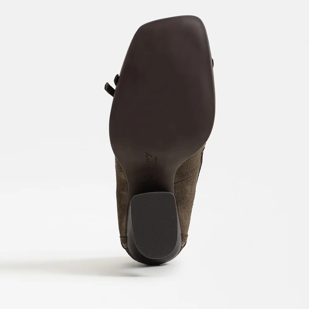 Ainsley Mary Jane Heel Olive Wood Suede 6 Ainsley Mary Jane Heel Olive Wood Suede