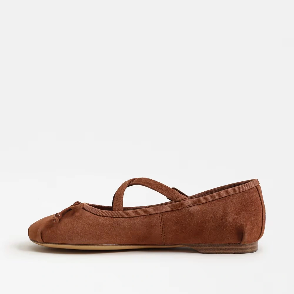 Zuri Strap Ballet Flat Rich Cognac Leather