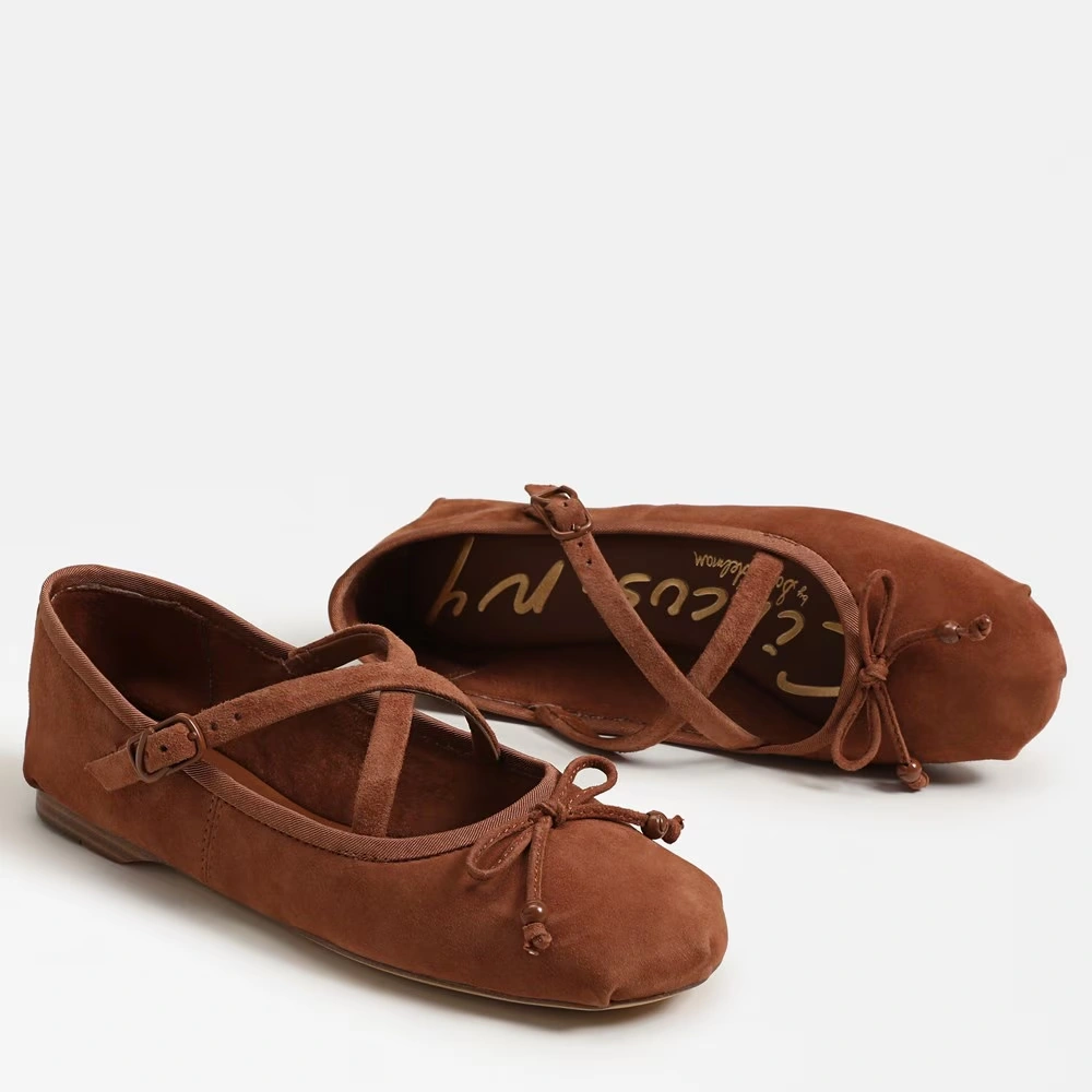 Zuri Strap Ballet Flat Rich Cognac Leather