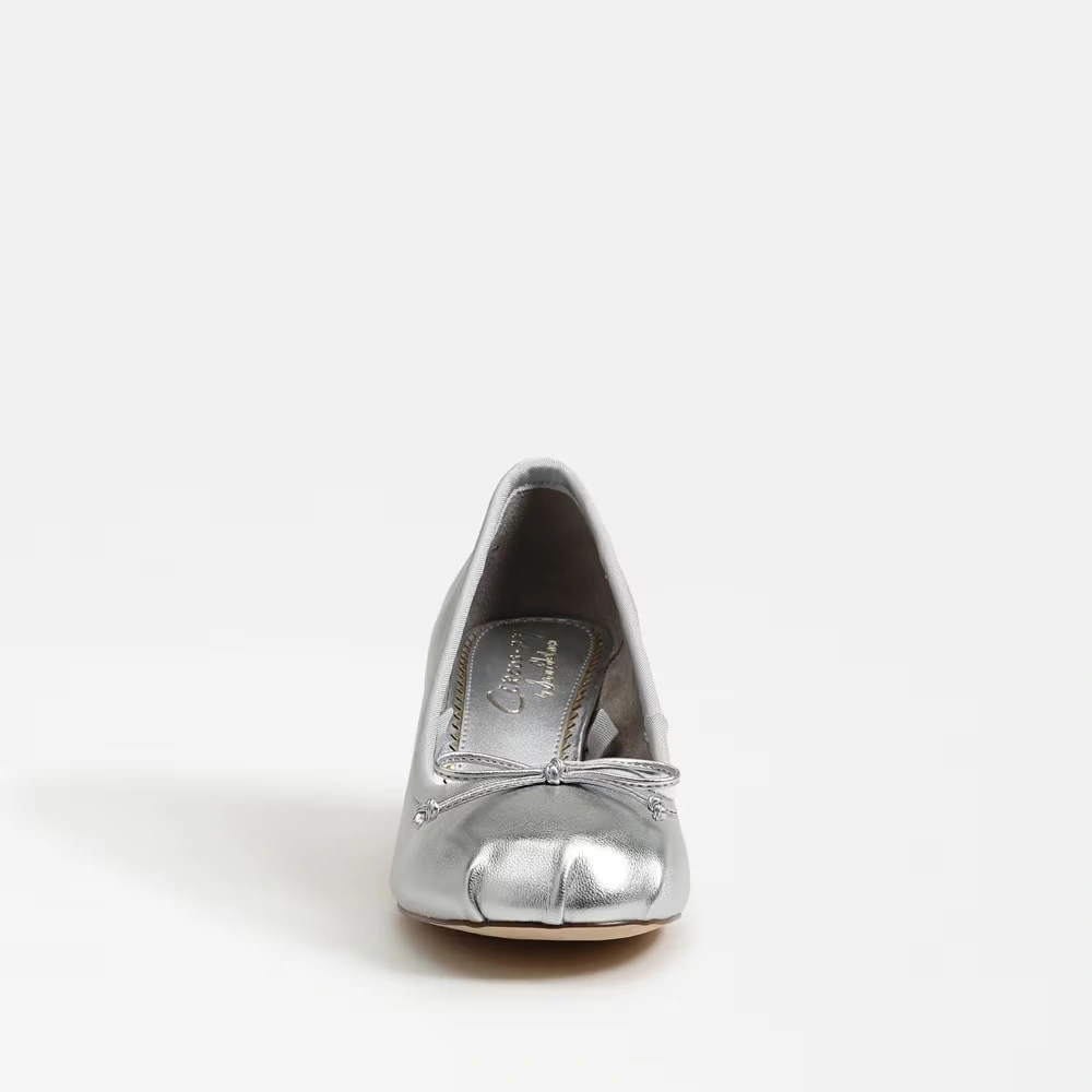 Della Wrap Up Block Heel Ballet Soft Silver Metallic