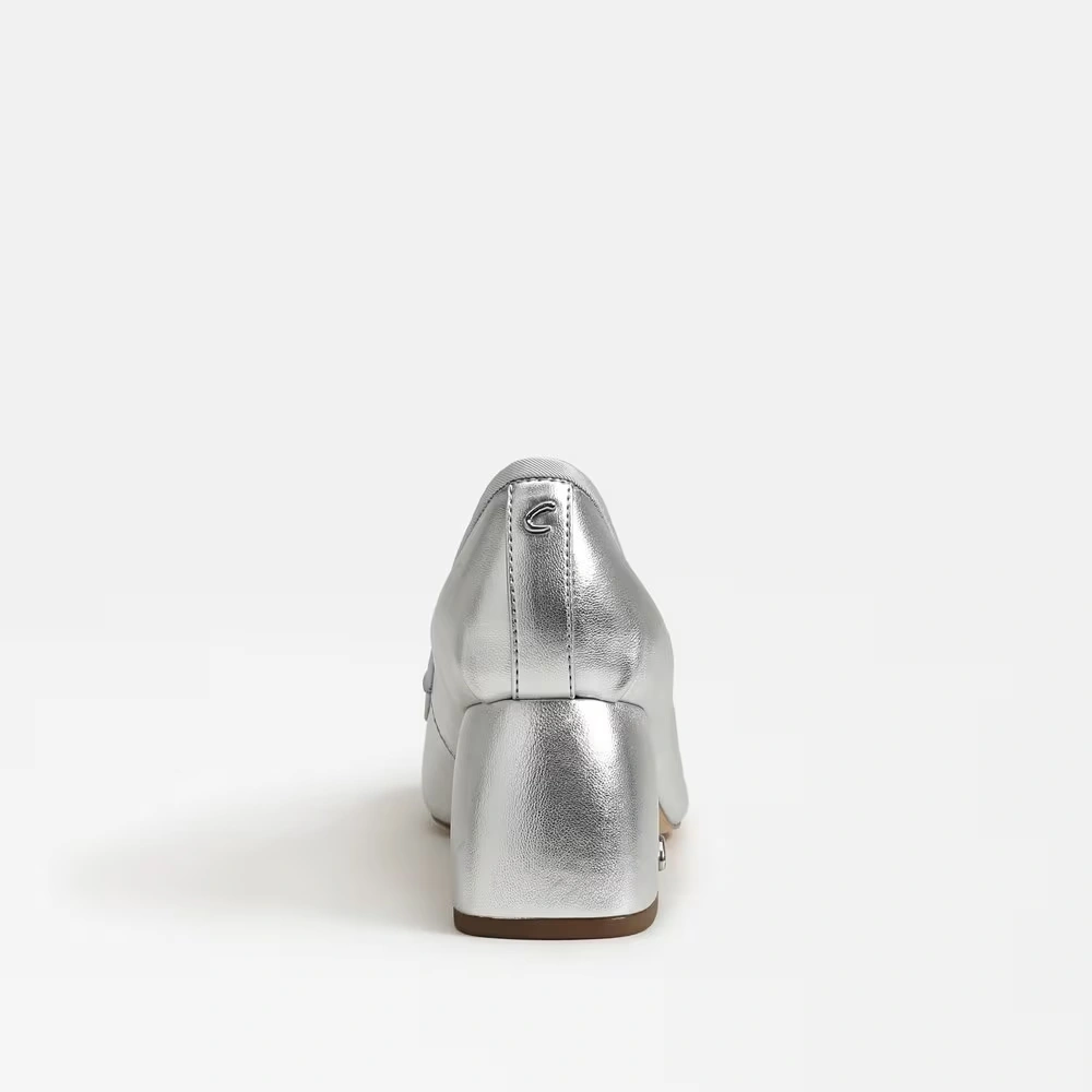 Della Wrap Up Block Heel Ballet Soft Silver Metallic