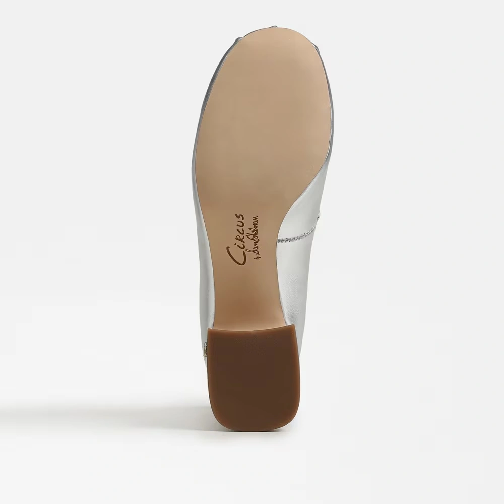 Della Wrap Up Block Heel Ballet Soft Silver Metallic