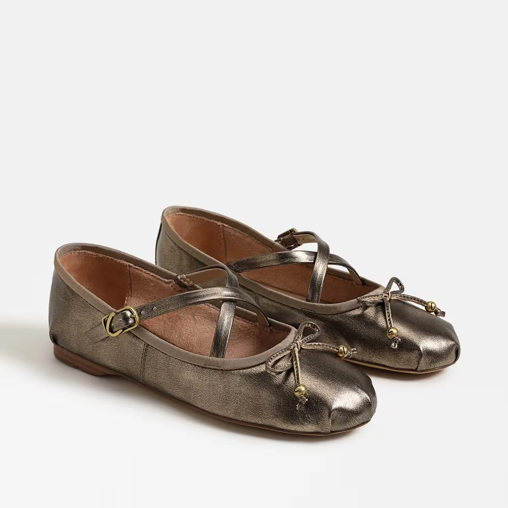 Zuri Strap Ballet Flat Gilded Bronze Faux Leather