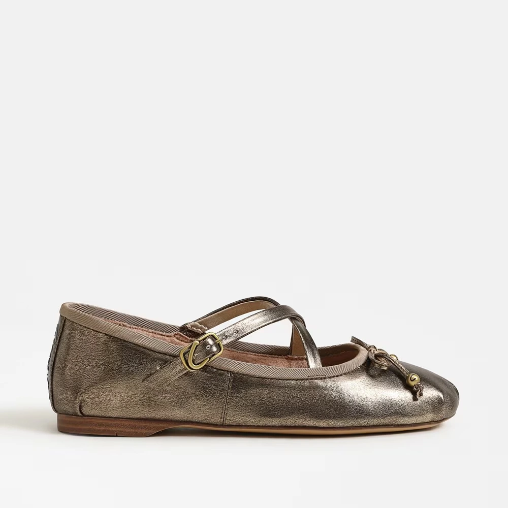 Zuri Strap Ballet Flat Gilded Bronze Faux Leather
