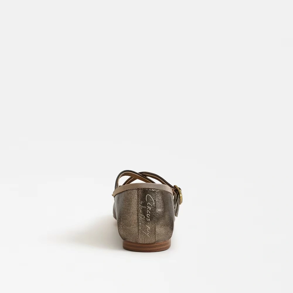 Zuri Strap Ballet Flat Gilded Bronze Faux Leather