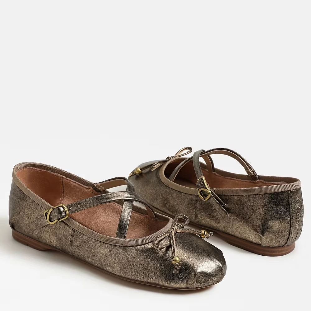 Zuri Strap Ballet Flat Gilded Bronze Faux Leather
