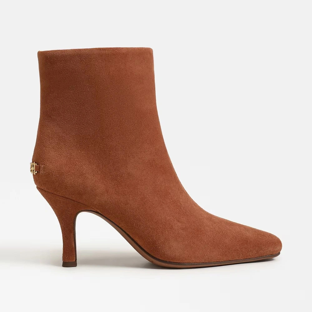 Laura Kitten Heel Bootie Rich Cognac Suede