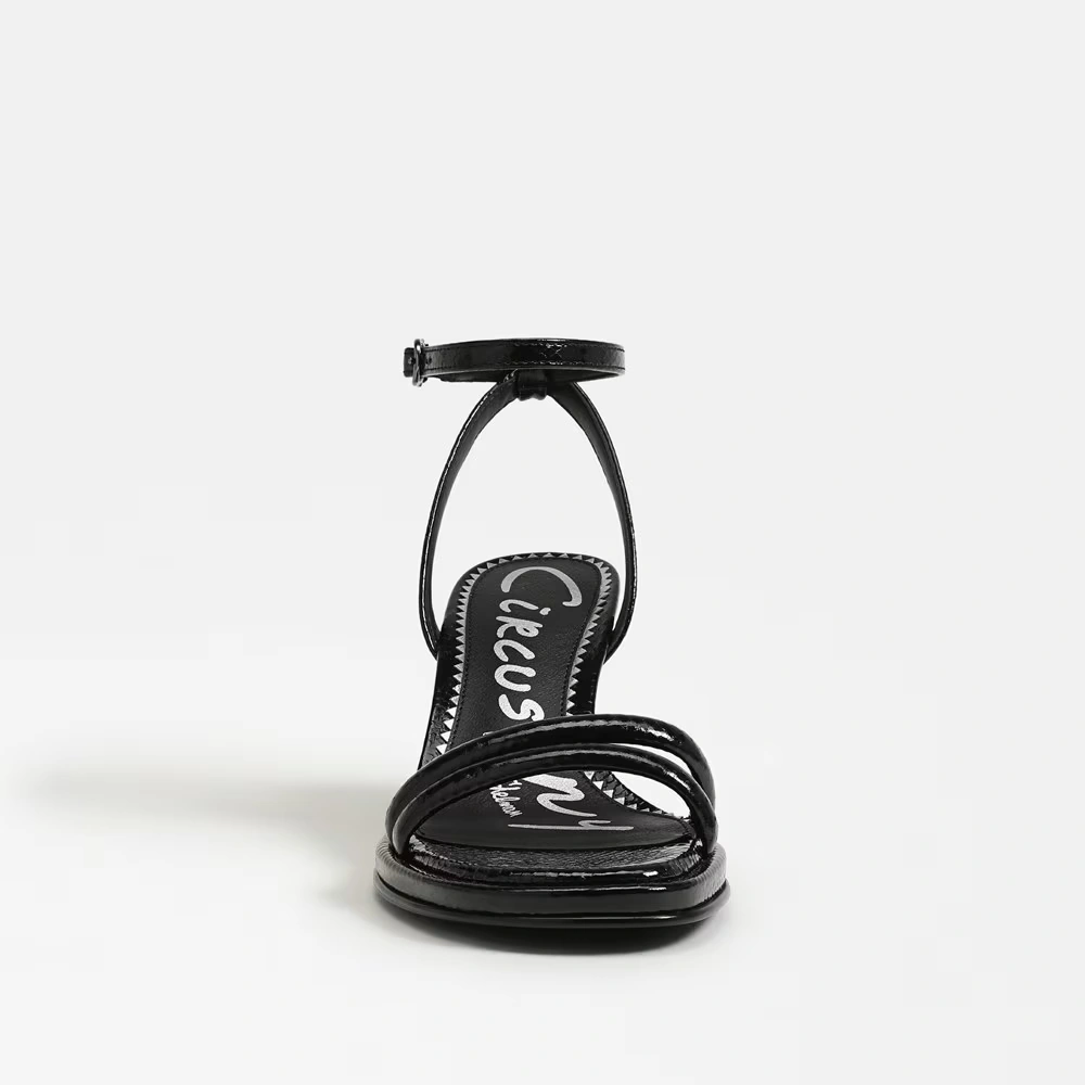 Holly Block Heel Sandal Black Faux Leather