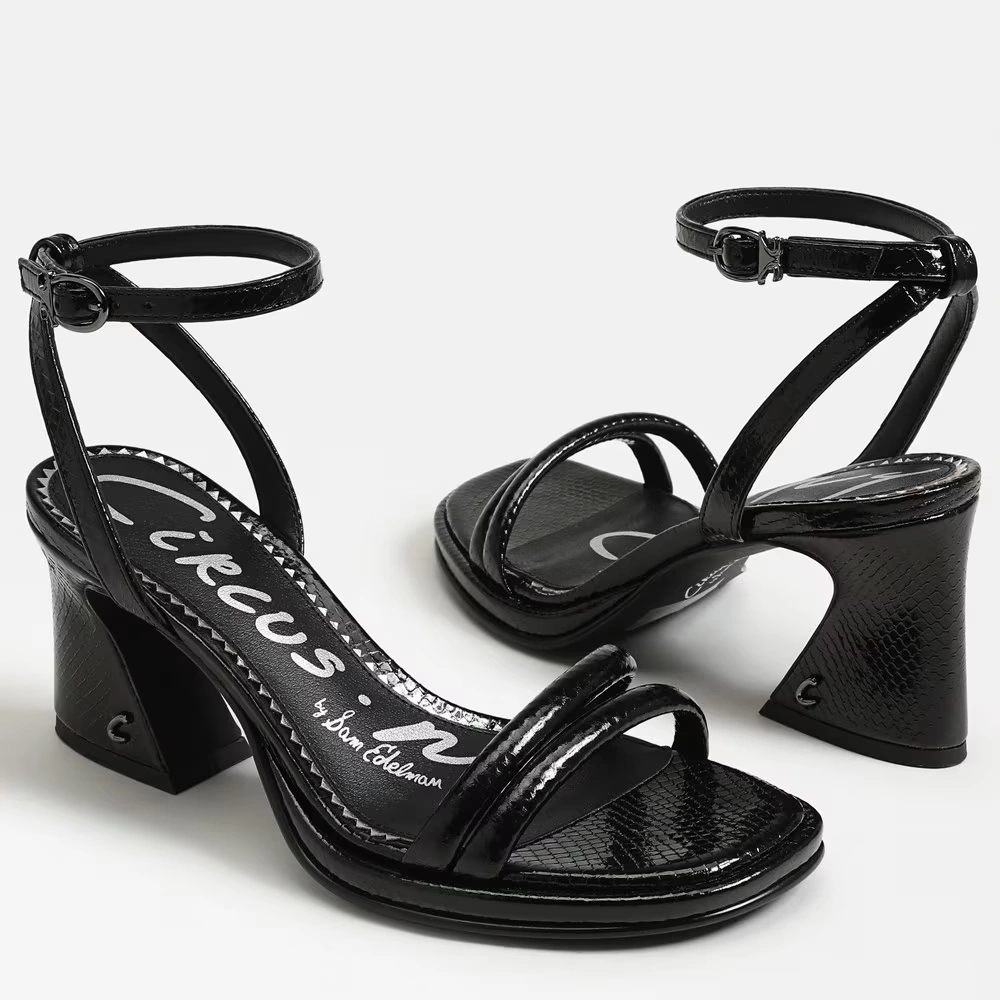 Holly Block Heel Sandal Black Faux Leather