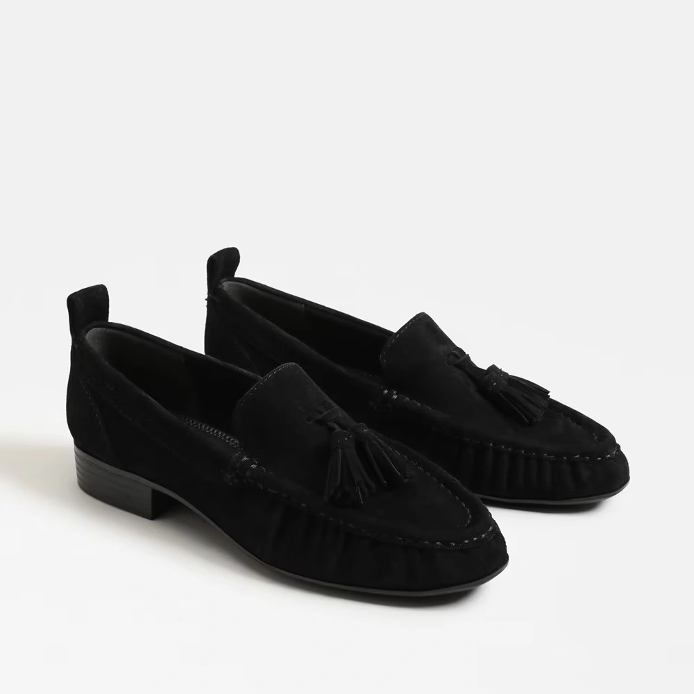 Hudson Tassle Loafer Black Suede