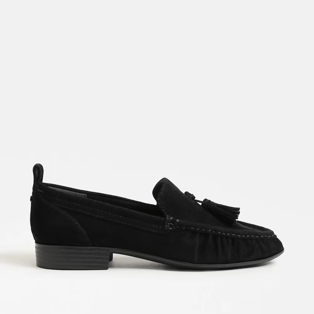 Hudson Tassle Loafer Black Suede