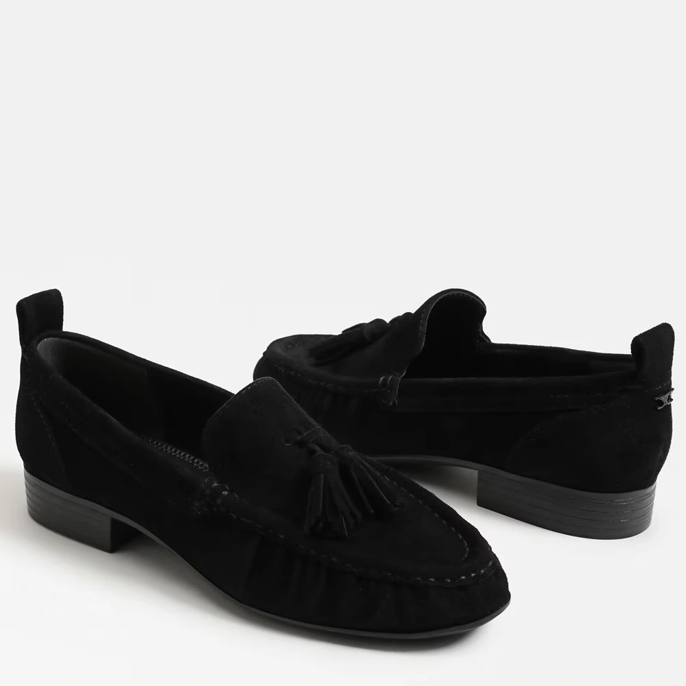 Hudson Tassle Loafer Black Suede