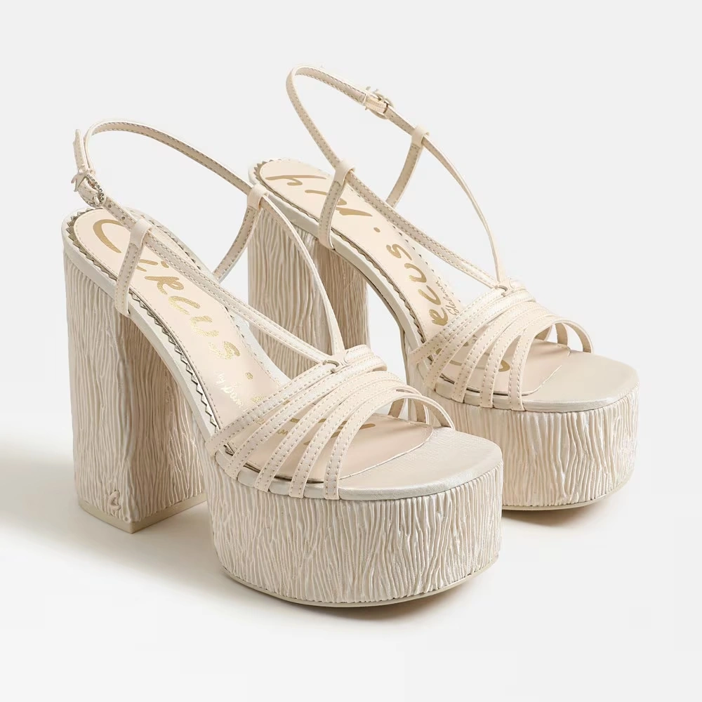 Siena Platform Sandal Vanilla Bean Shantung Fabric