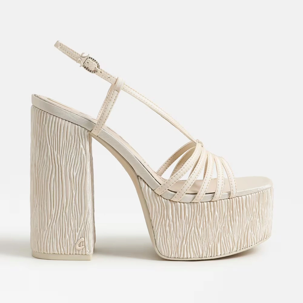 Siena Platform Sandal Vanilla Bean Shantung Fabric