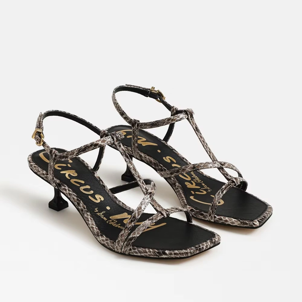 Jaida Kitten Heel Sandal Taupe Multi Faux Leather