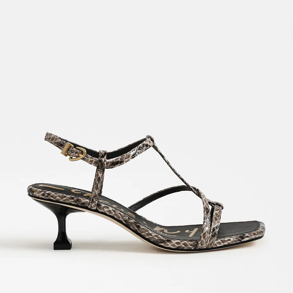 Jaida Kitten Heel Sandal Taupe Multi Faux Leather