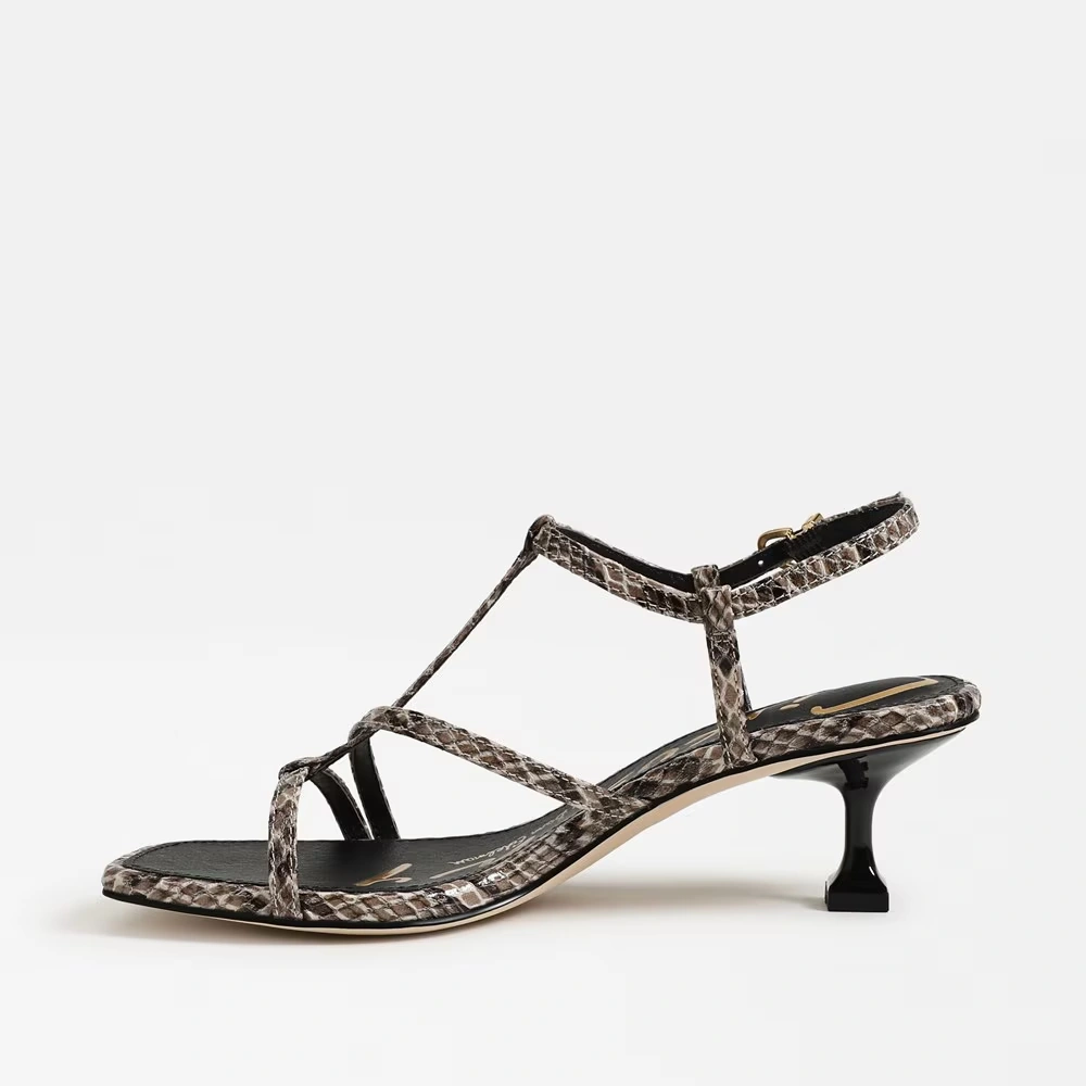 Jaida Kitten Heel Sandal Taupe Multi Faux Leather 4 Jaida Kitten Heel Sandal Taupe Multi Faux Leather