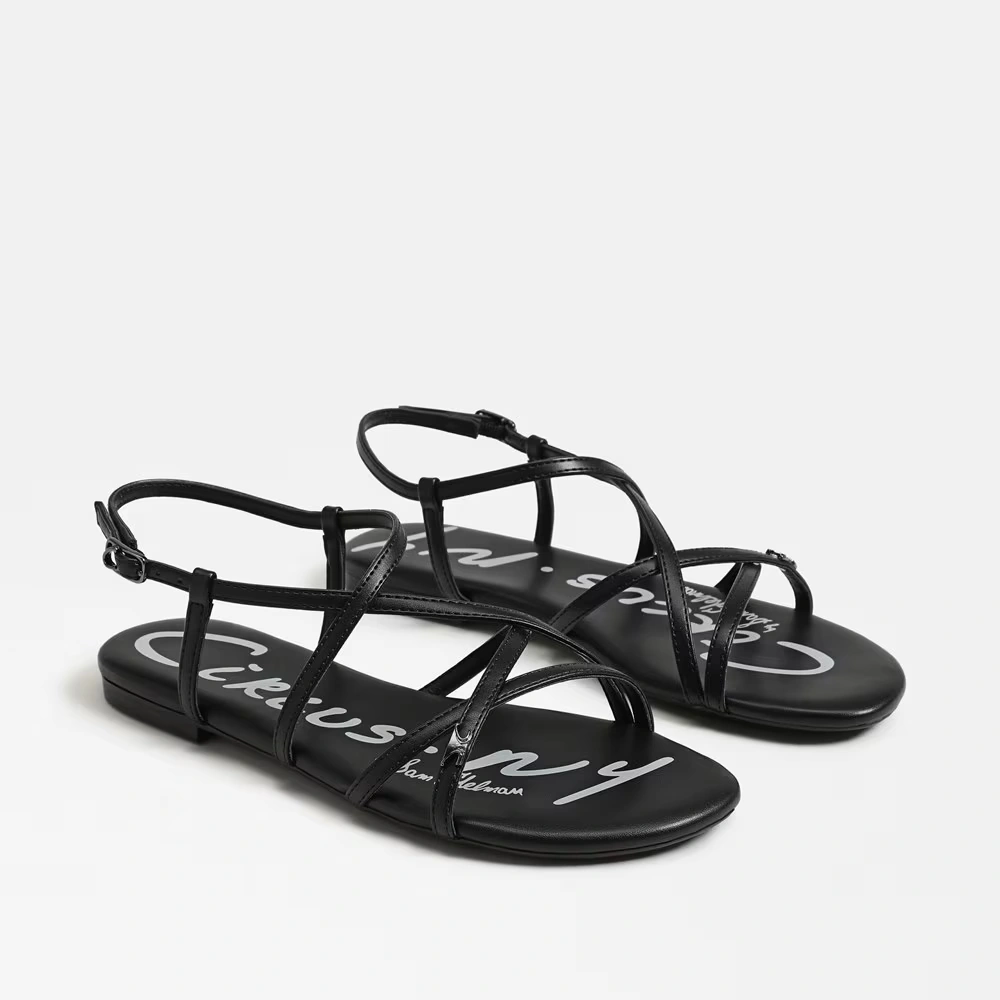 Rebecca Flat Sandal Black Faux Leather