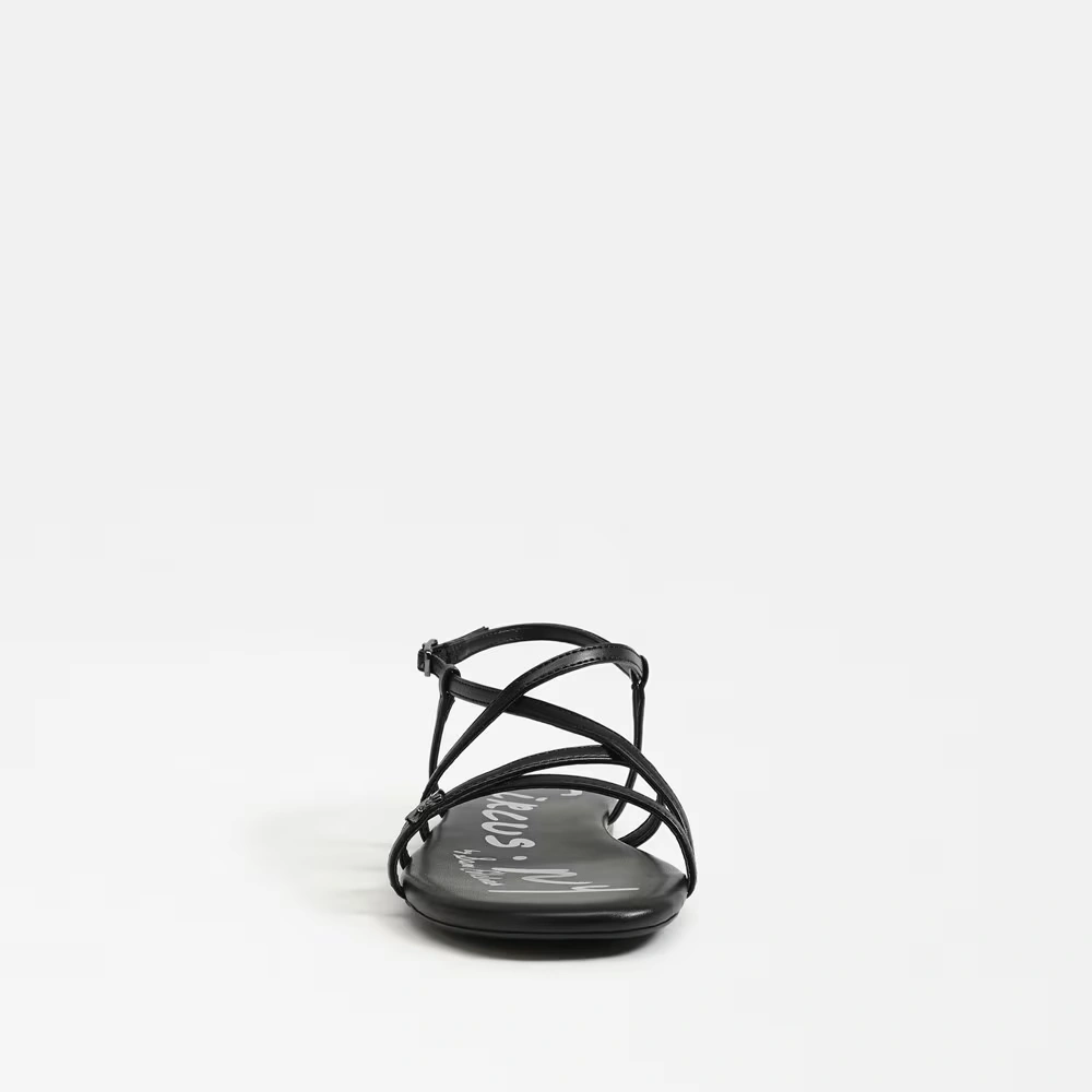 Rebecca Flat Sandal Black Faux Leather 3 Rebecca Flat Sandal Black Faux Leather