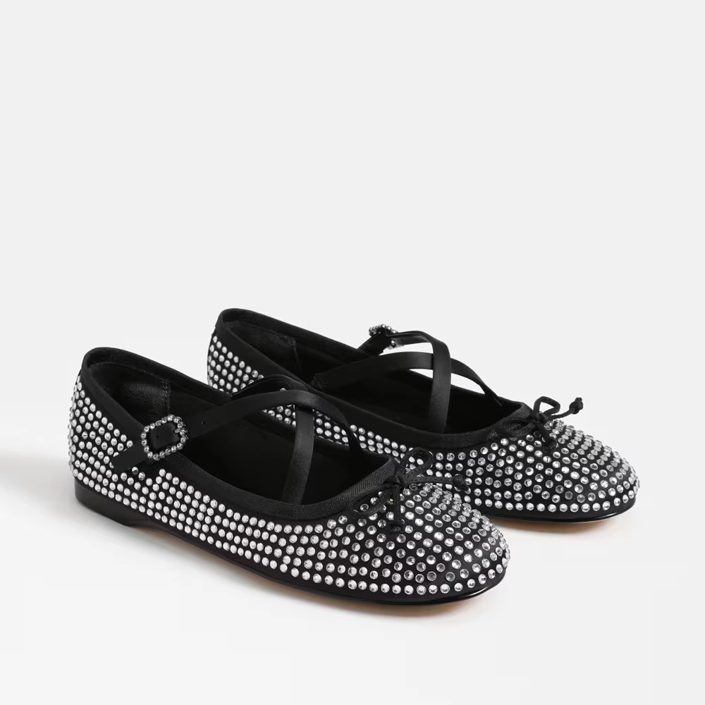 Zuri Jewel Strap Ballet Flat Black