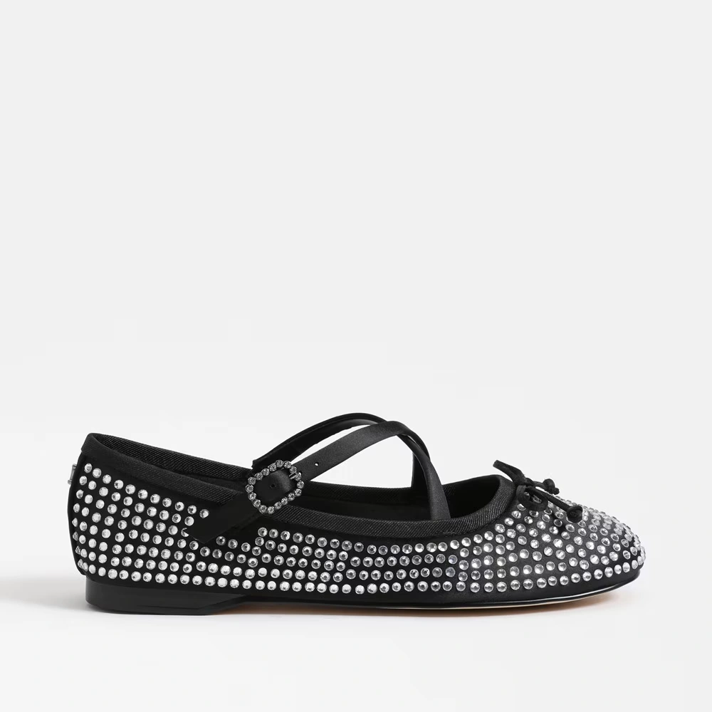 Zuri Jewel Strap Ballet Flat Black
