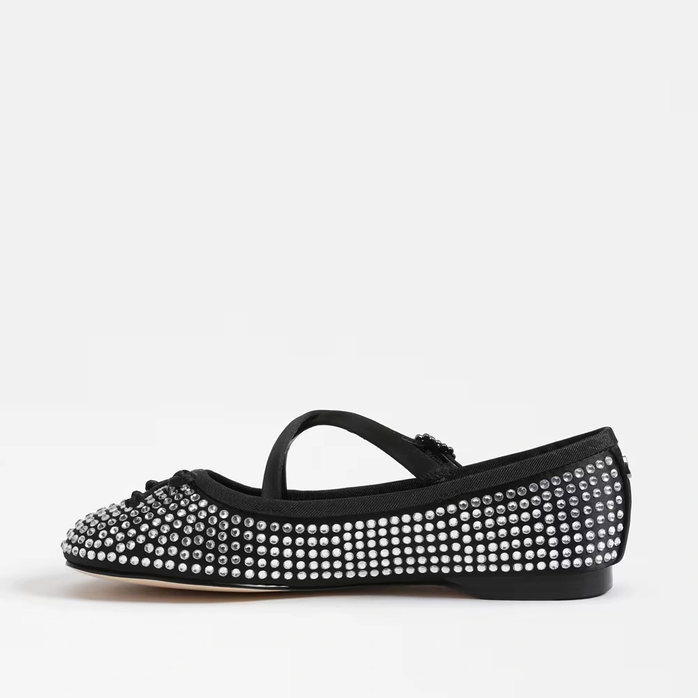 Zuri Jewel Strap Ballet Flat Black 4 Zuri Jewel Strap Ballet Flat Black