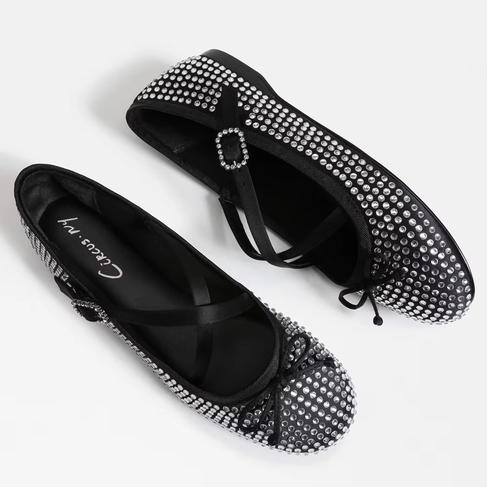 Zuri Jewel Strap Ballet Flat Black 8 Zuri Jewel Strap Ballet Flat Black