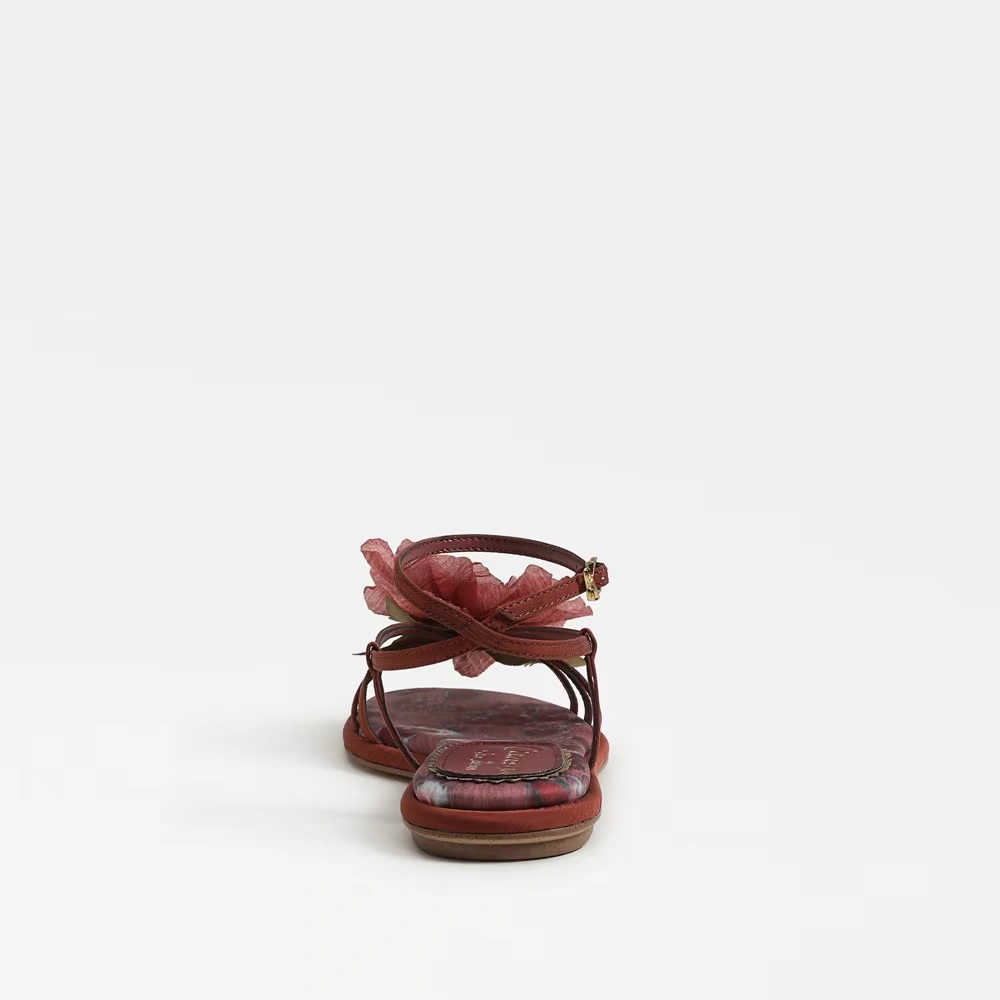 Olana Flower Strappy Sandal Merlot Red Satin 5 Olana Flower Strappy Sandal Merlot Red Satin