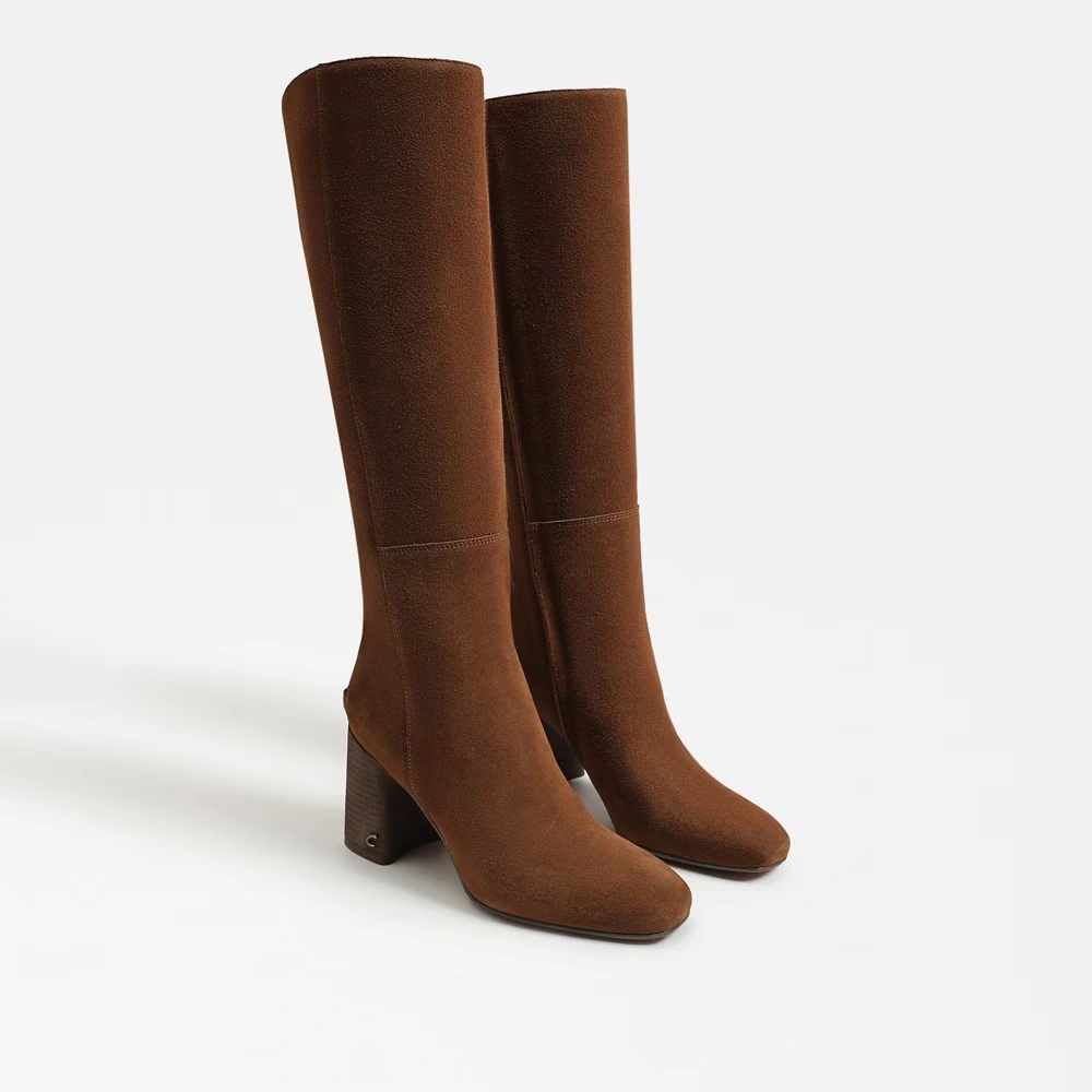 Billie Knee High Boot Maple Ginger Suede