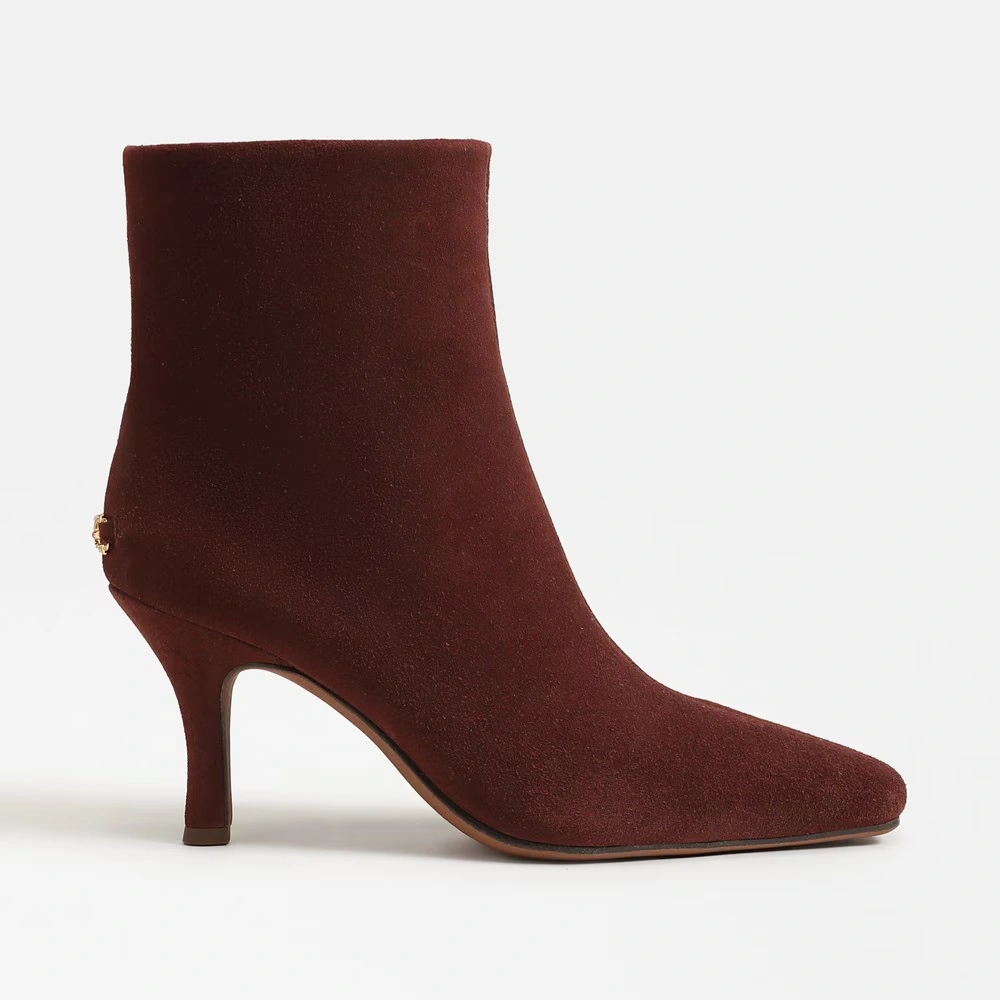 Laura Kitten Heel Bootie Deep Pecan Suede