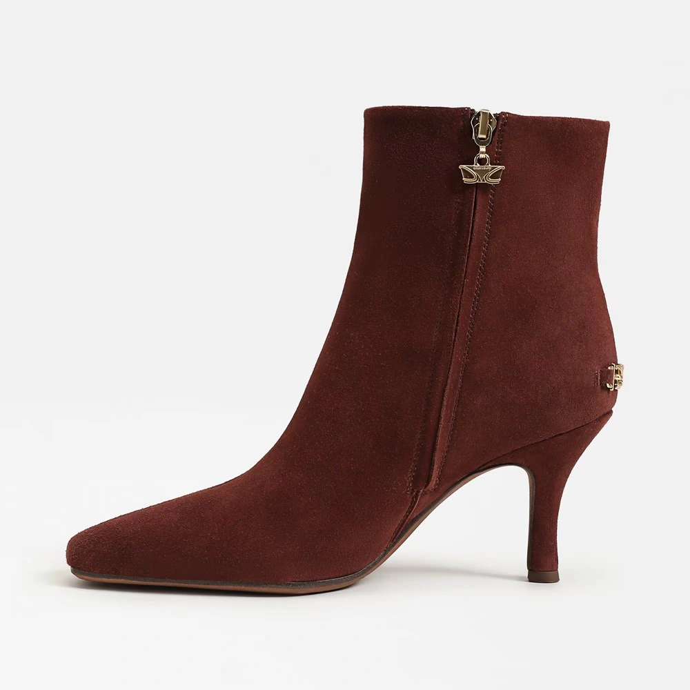 Laura Kitten Heel Bootie Deep Pecan Suede 4 Laura Kitten Heel Bootie Deep Pecan Suede