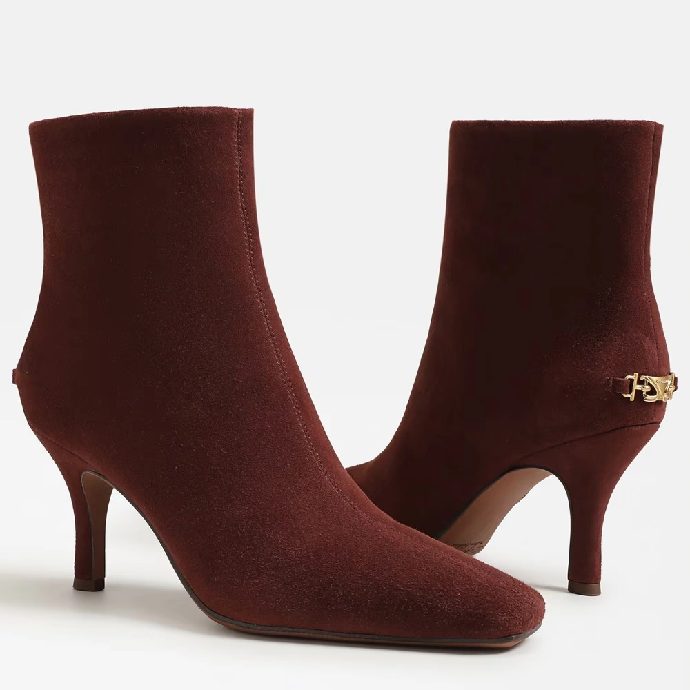 Laura Kitten Heel Bootie Deep Pecan Suede 7 Laura Kitten Heel Bootie Deep Pecan Suede