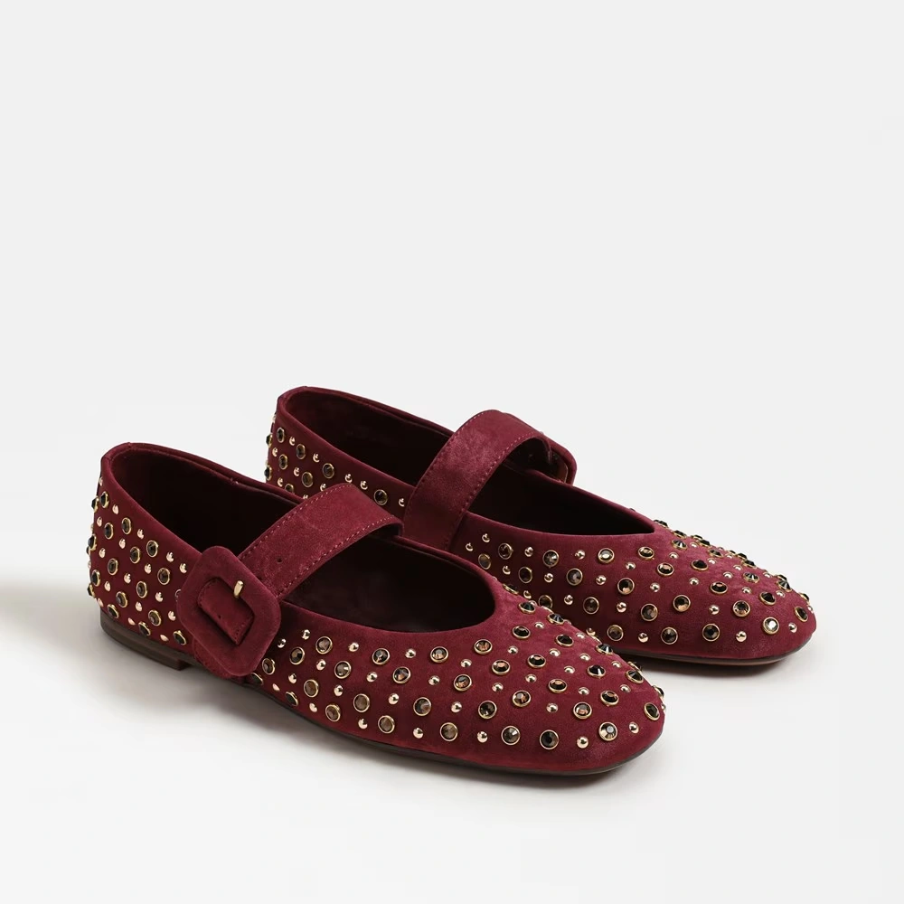 Blaire Mary Jane Flat Chianti Satin