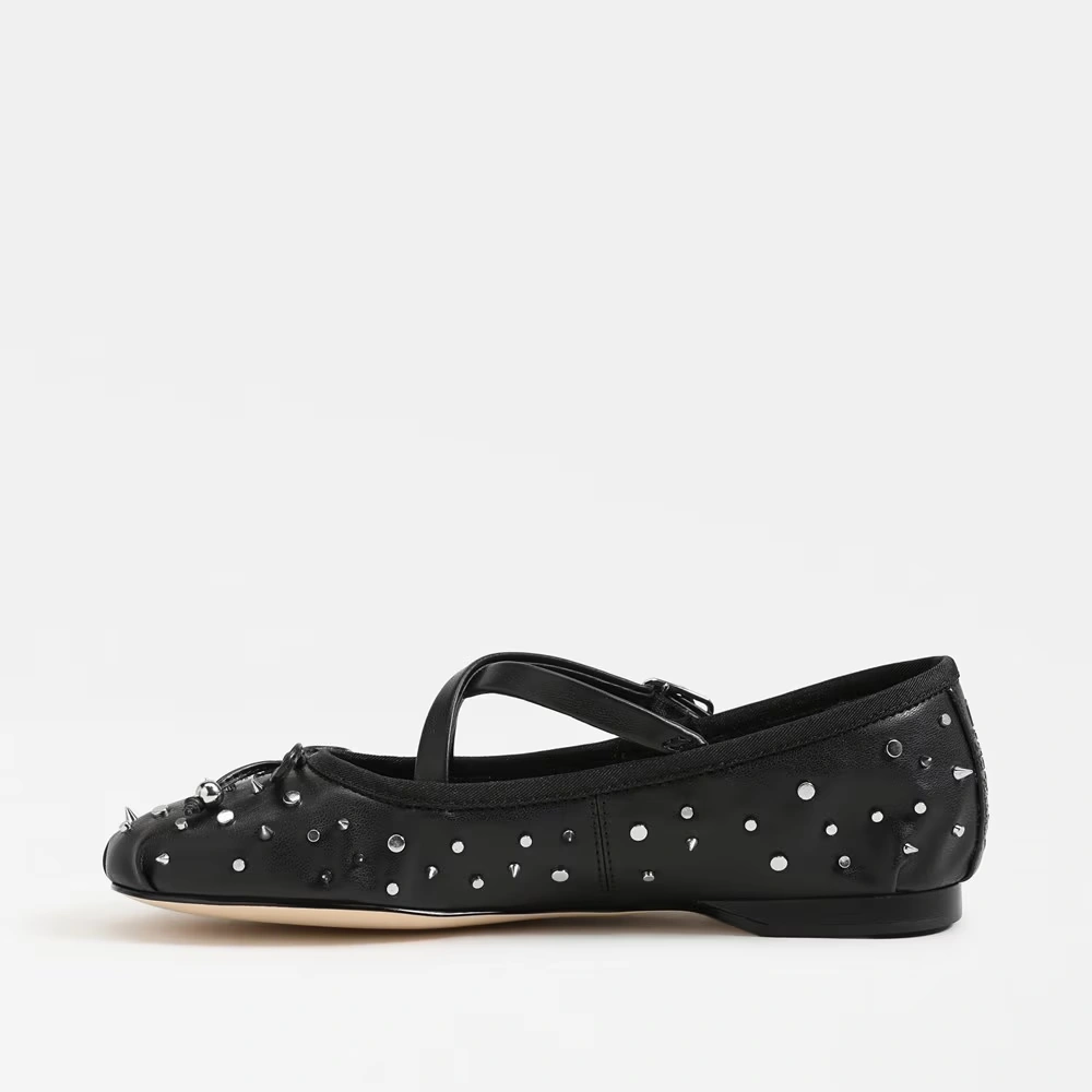 Zuri Stud Strap Ballet Flat Black Stud 4 Zuri Stud Strap Ballet Flat Black Stud