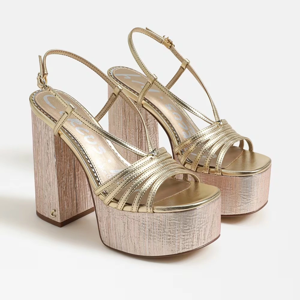Siena Platform Sandal Gold Leaf Metallic Leather
