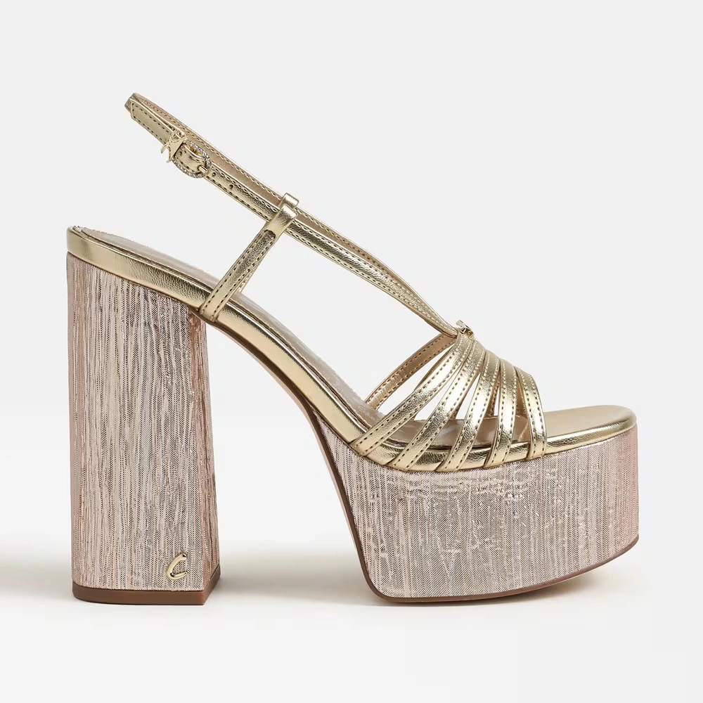 Siena Platform Sandal Gold Leaf Metallic Leather
