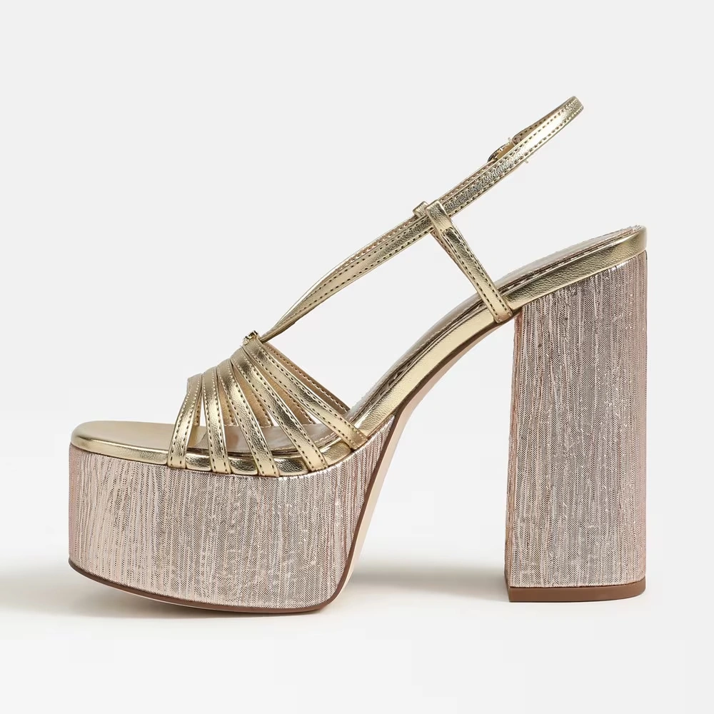 Siena Platform Sandal Gold Leaf Metallic Leather