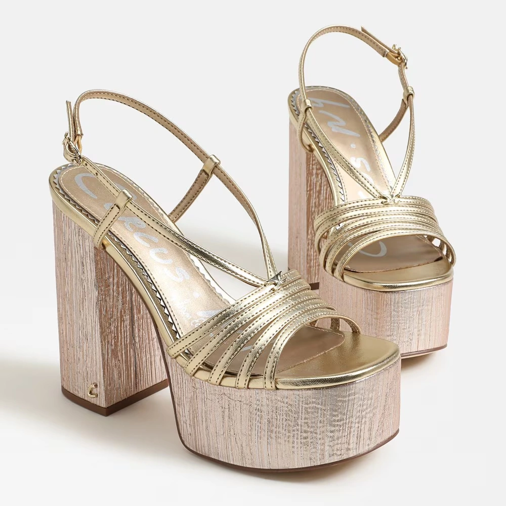 Siena Platform Sandal Gold Leaf Metallic Leather