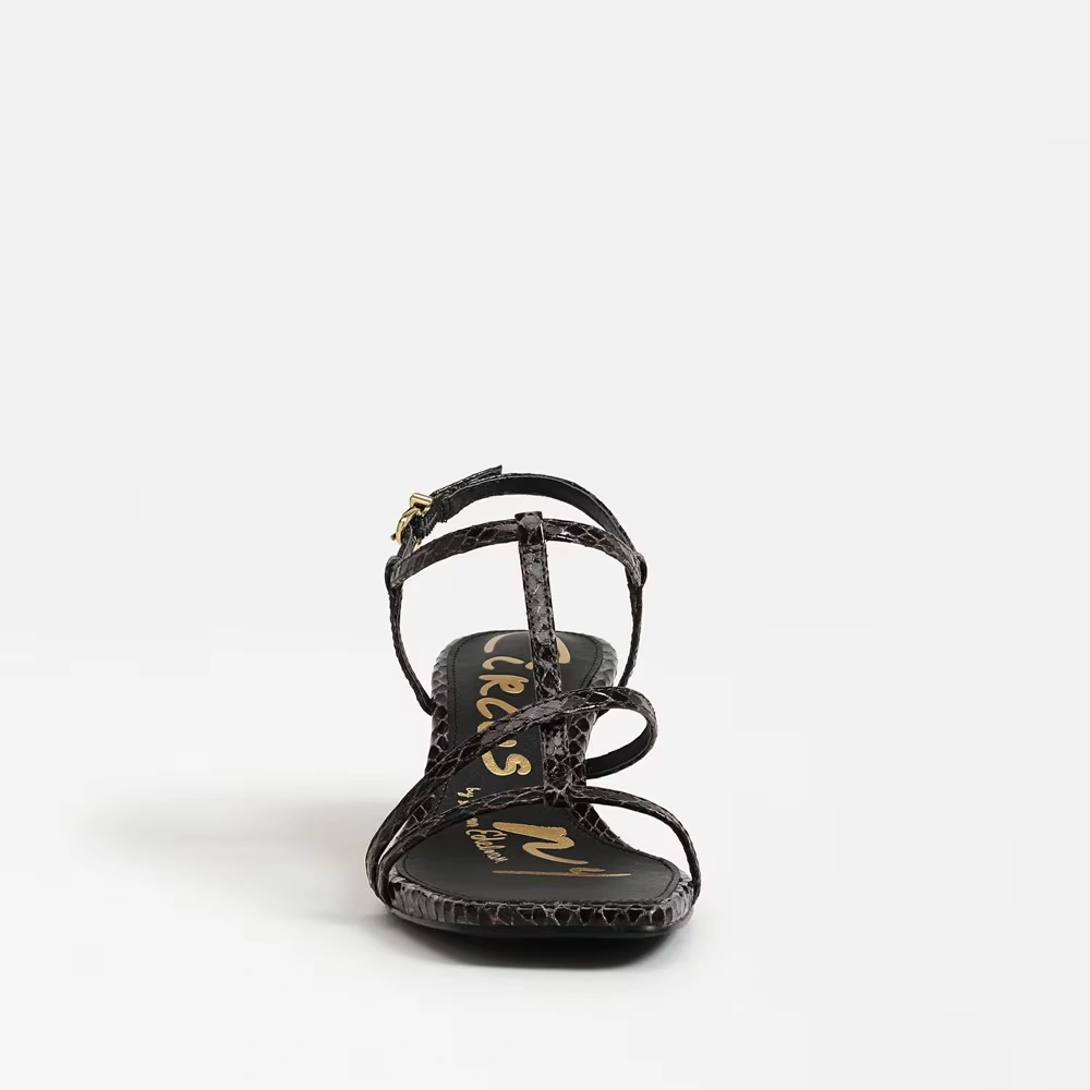 Jaida Kitten Heel Sandal Dark Chocolate/Black Multi