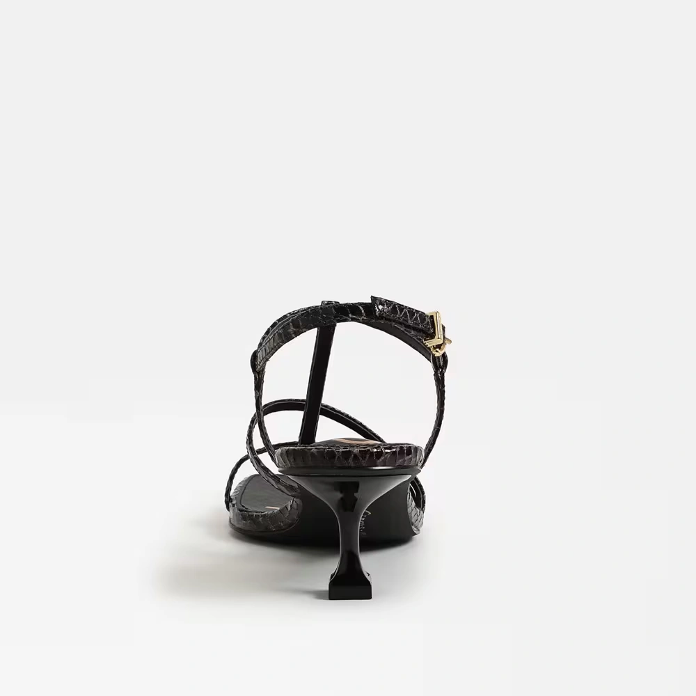 Jaida Kitten Heel Sandal Dark Chocolate/Black Multi