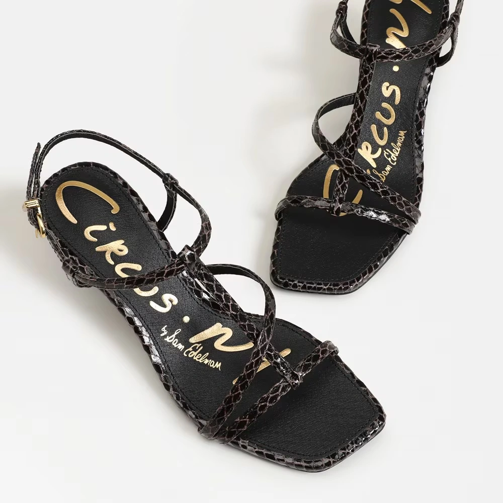 Jaida Kitten Heel Sandal Dark Chocolate/Black Multi