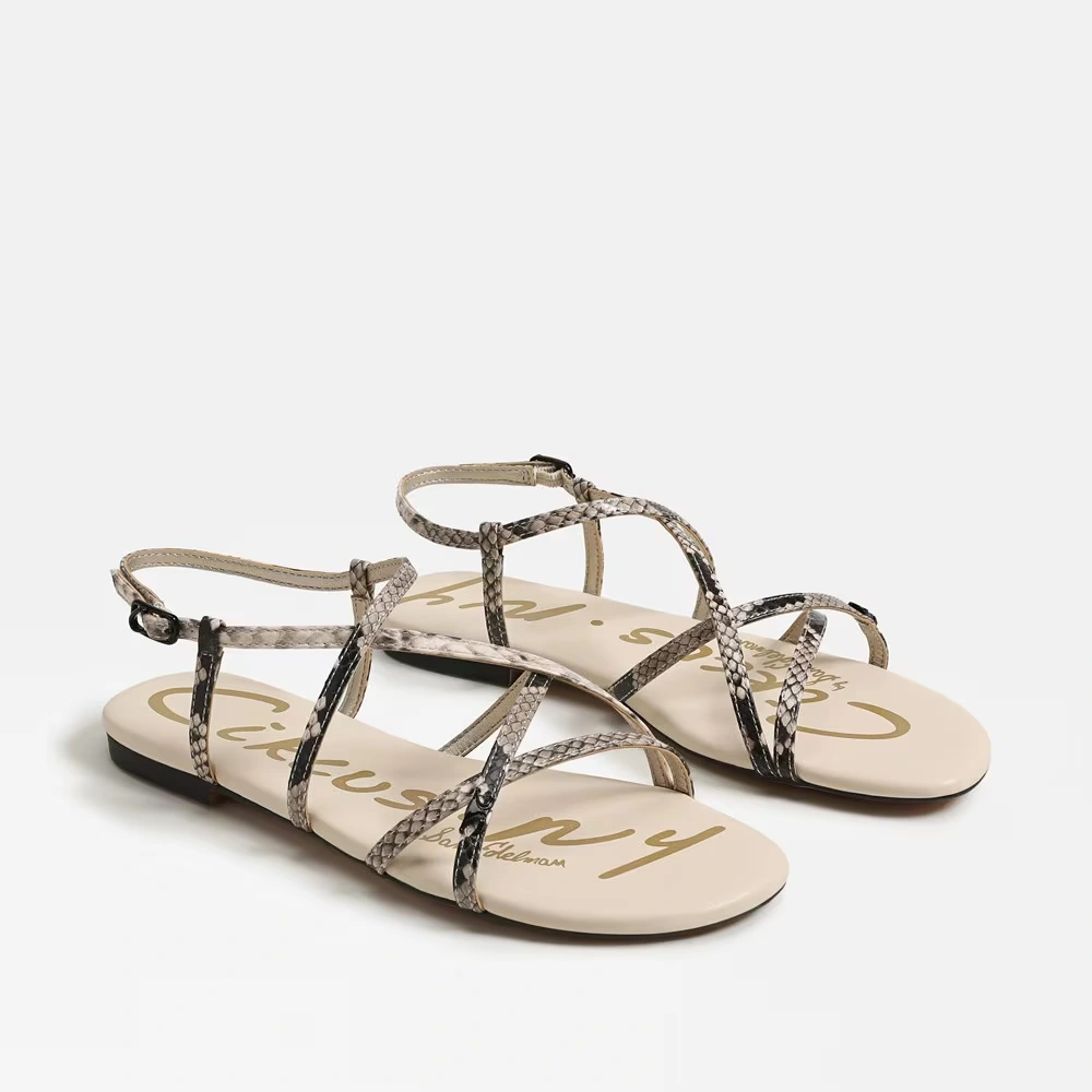 Rebecca Flat Sandal Mocha Multi Snake Faux Leather