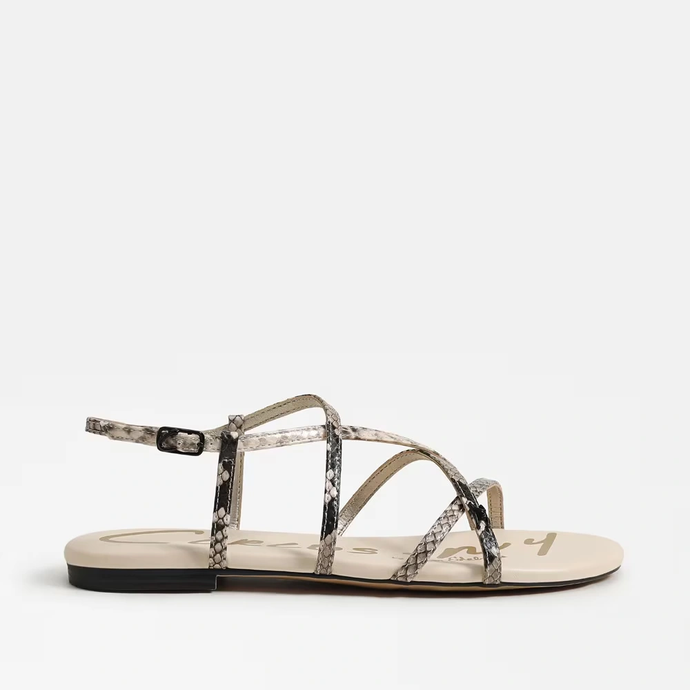 Rebecca Flat Sandal Mocha Multi Snake Faux Leather