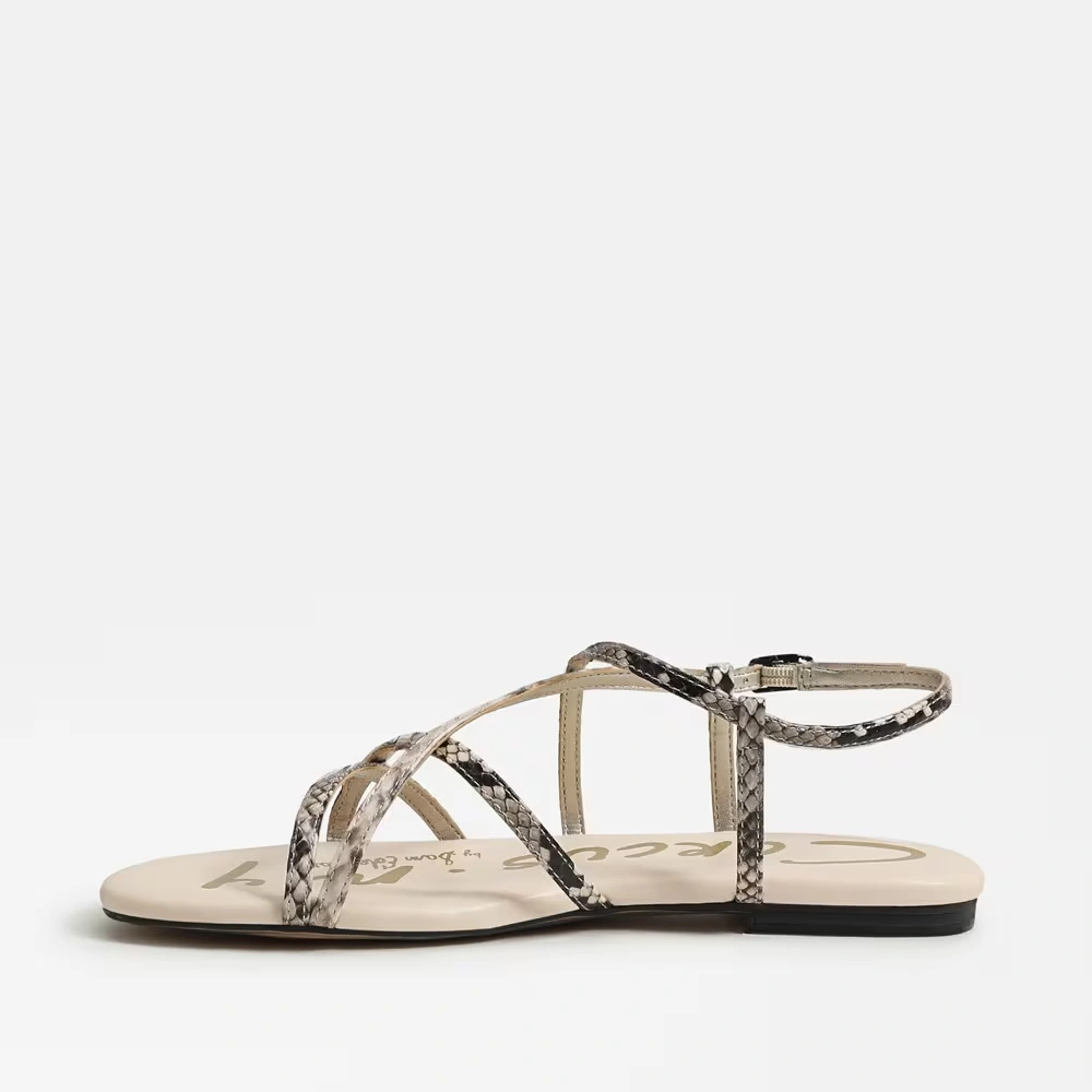 Rebecca Flat Sandal Mocha Multi Snake Faux Leather