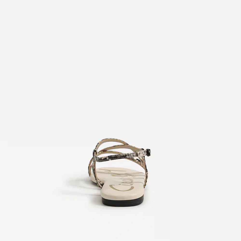 Rebecca Flat Sandal Mocha Multi Snake Faux Leather