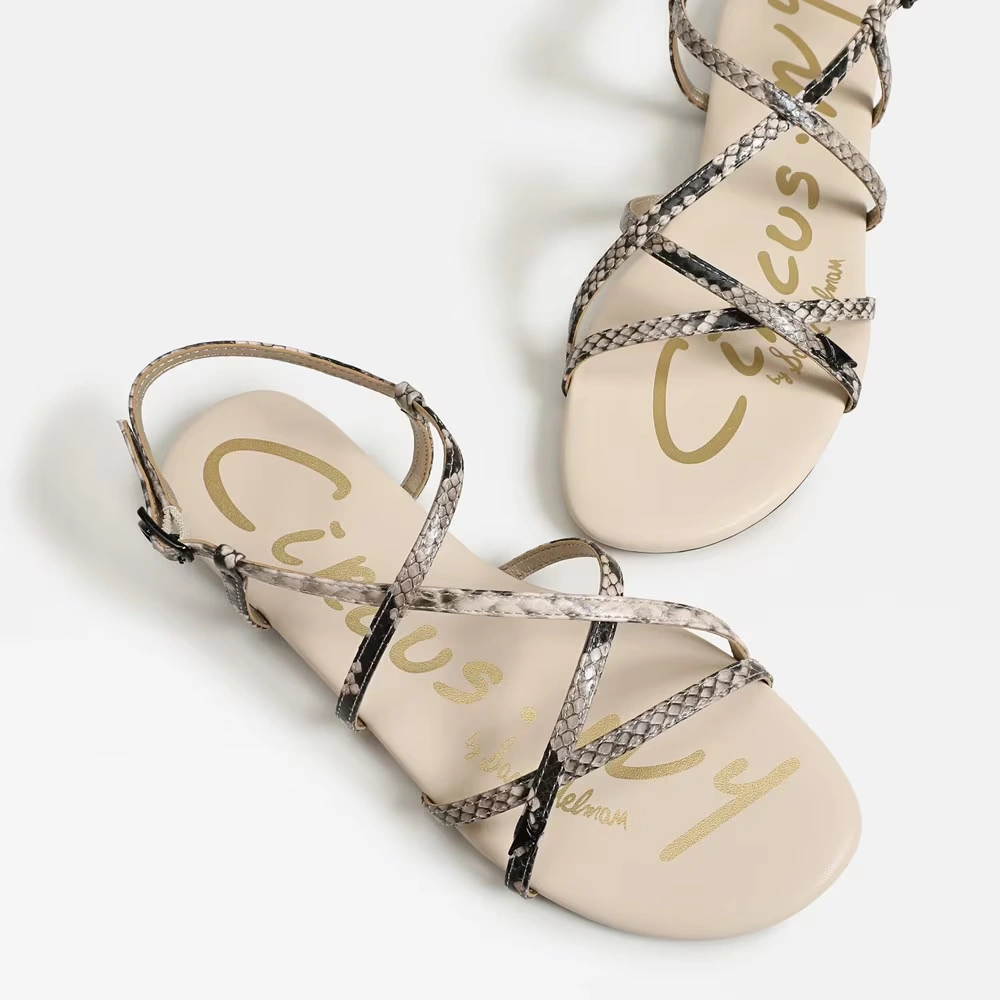 Rebecca Flat Sandal Mocha Multi Snake Faux Leather