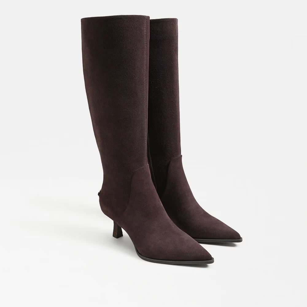 Yulia Wide Calf Knee High Boot Dark Chocolate Suede
