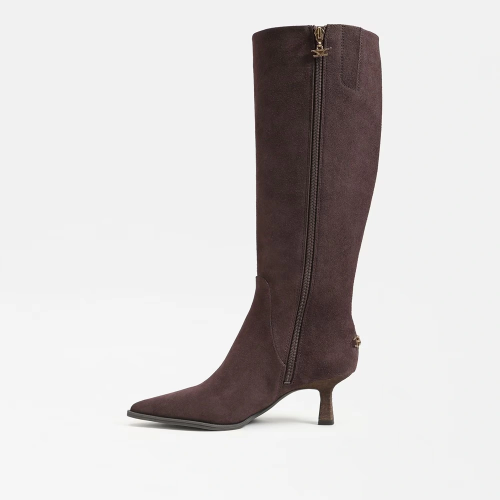 Yulia Wide Calf Knee High Boot Dark Chocolate Suede